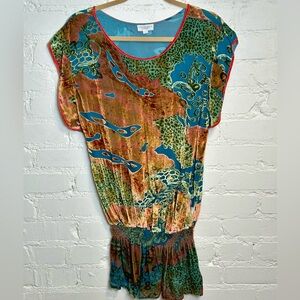 Lolita Jaca St Barths Luxury Resort Wear Silk Patterned Swim Cover Up Dress